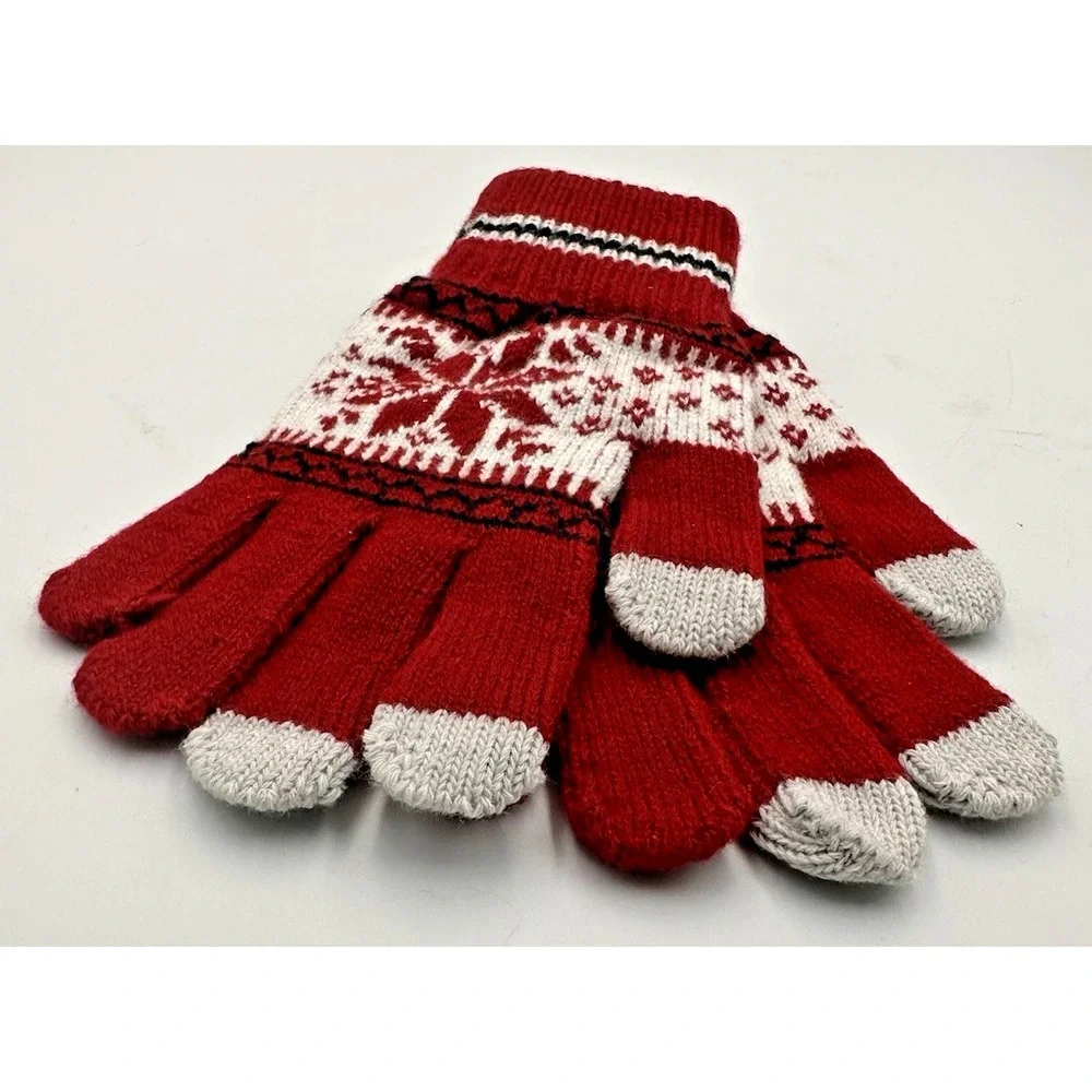 Winter Touch screen Gloves‎ Unisex snowflake pattern